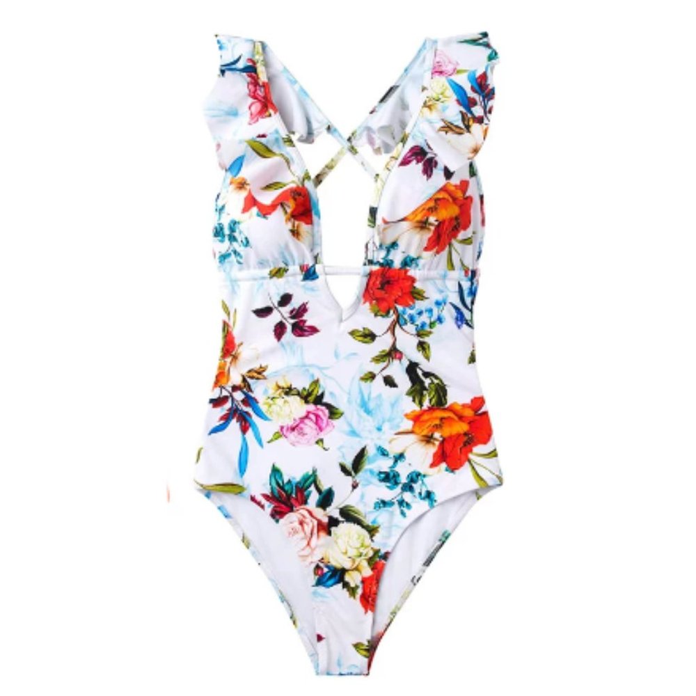 Cupshe Falbala 1 pc Deep V Neck Monokini Swimsuit